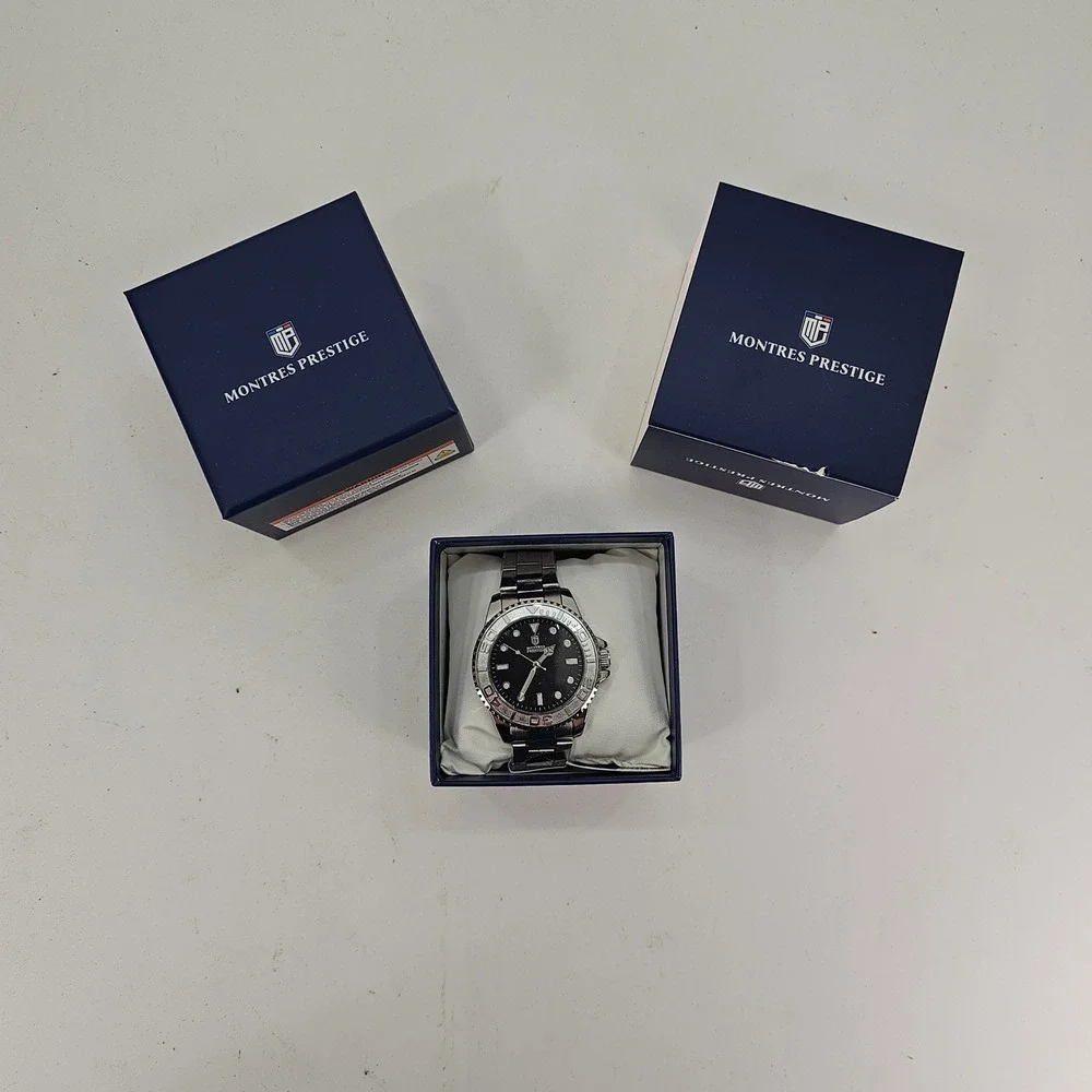 Streetwear Montres Prestige Watch Mens OS Silver Black Diver Style MPW-0267